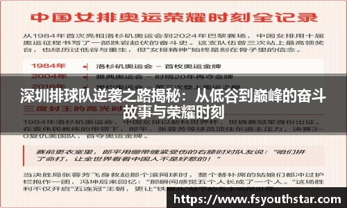 深圳排球队逆袭之路揭秘：从低谷到巅峰的奋斗故事与荣耀时刻